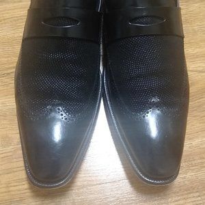 MEZLAN Men's Black Textured Leather Slip On Shoes 9M, Box and Slip Covers Incl.